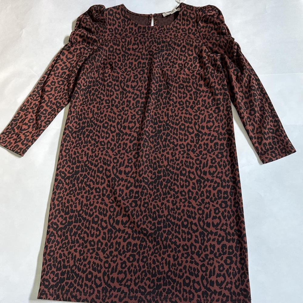 LOFT leopard print dress in Black and Brown.
